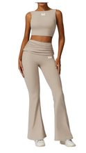 Load image into Gallery viewer, Kate Bow Crop and Bootcut Yoga Pants Set