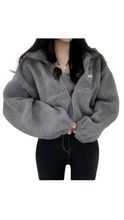 Load image into Gallery viewer, Kate Bow Sherpa Crop Jacket