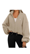 Load image into Gallery viewer, Kate Bow Sherpa Crop Jacket