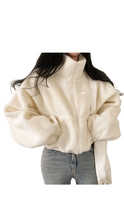 Load image into Gallery viewer, Kate Bow Sherpa Crop Jacket