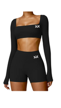 Load image into Gallery viewer, Kate Bow Long Sleeve Crop and Shorts Set
