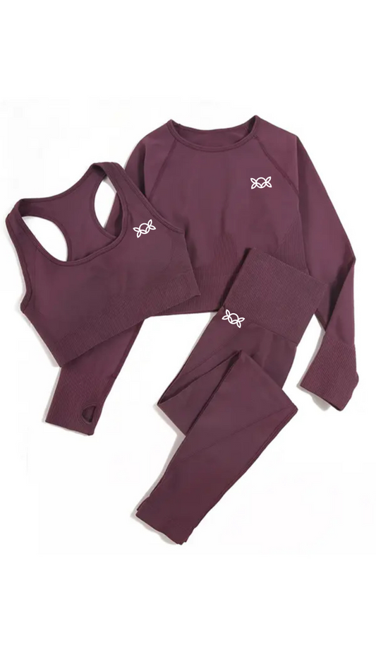 Kate Bow Long Sleeve Top, Crop and Leggings set