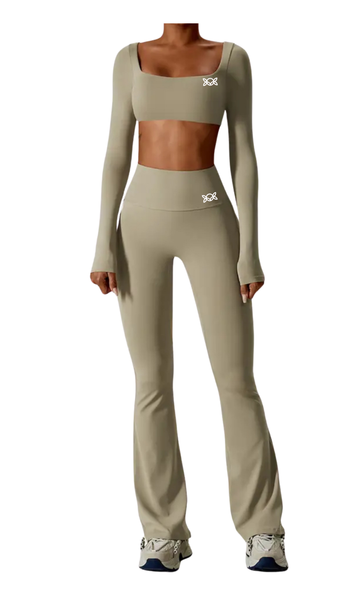 Kate Bow Long Sleeve Crop and Bootcut Yoga Pants Set