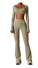 Load image into Gallery viewer, Kate Bow Long Sleeve Crop and Bootcut Yoga Pants Set
