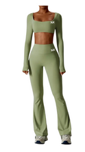 Load image into Gallery viewer, Kate Bow Long Sleeve Crop and Bootcut Yoga Pants Set
