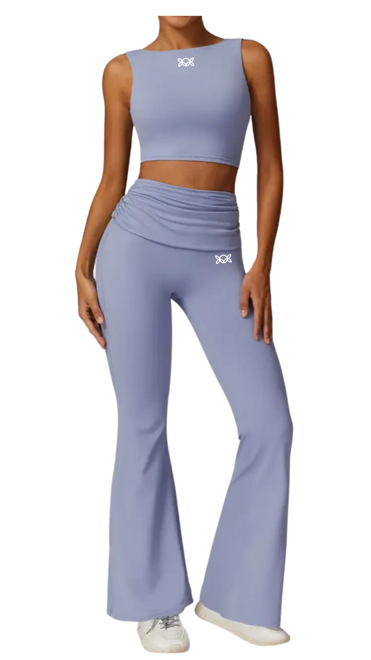 Kate Bow Crop and Bootcut Yoga Pants Set