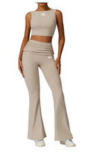 Load image into Gallery viewer, Kate Bow Crop and Bootcut Yoga Pants Set
