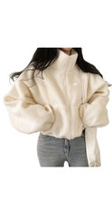 Load image into Gallery viewer, Kate Bow Sherpa Crop Jacket
